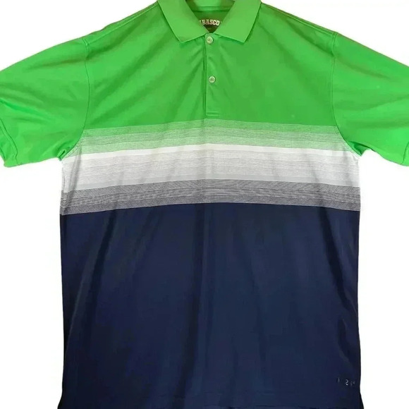 Tabasco Sport Men’s‎ Casual Green Blue Auto Stripe Golf Polo XL - Picture 3 of 5